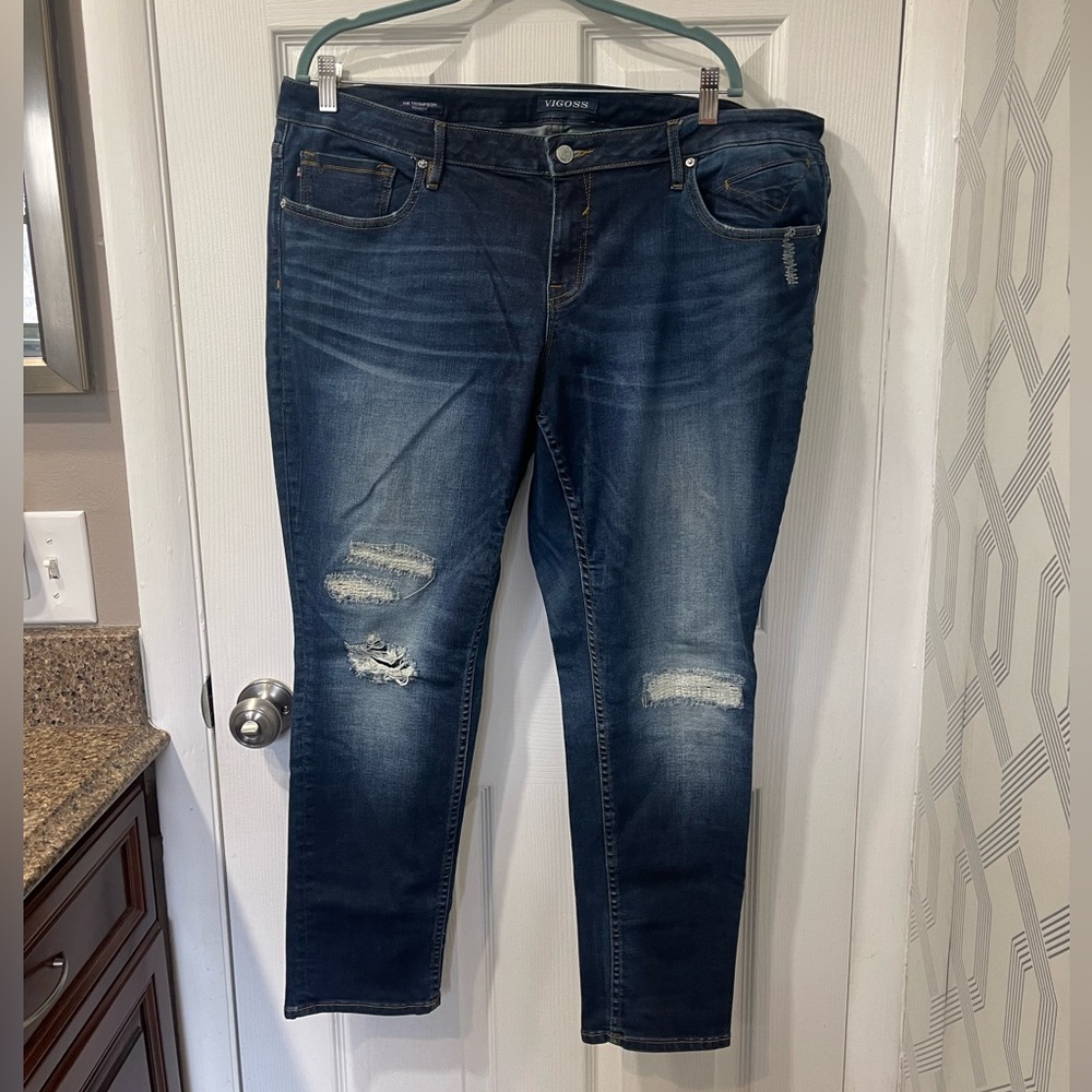 Vigoss The Thompson Tomboy Skinny Jeans, Dark Wash Size 20
